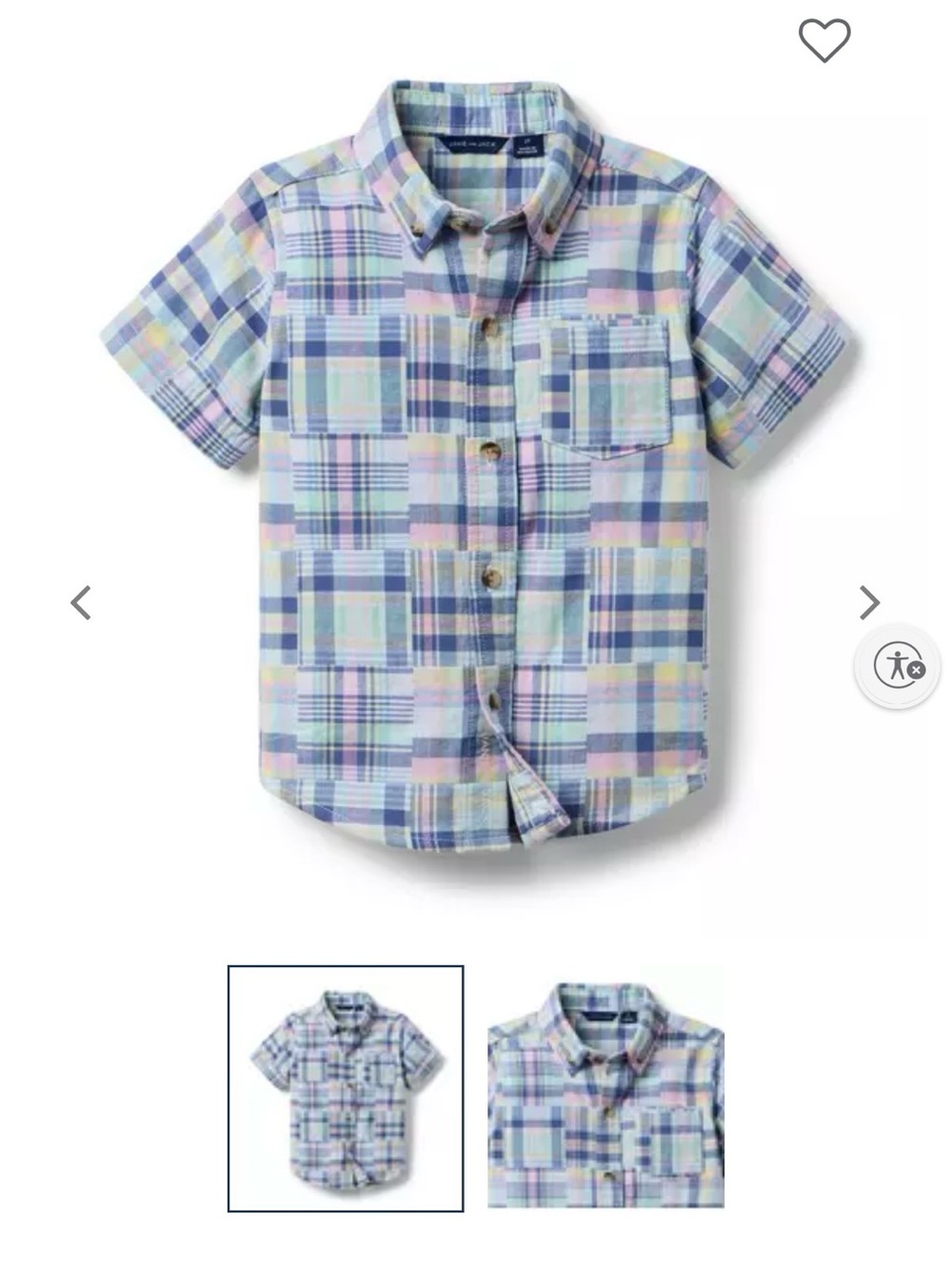 Janie and Jack Pastel Plaid Button-Down Shirt - Light Blue, Pink & Mint